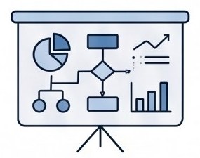 Presentation board with charts