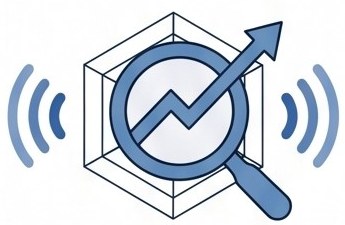 Magnifying glass over a rising trend